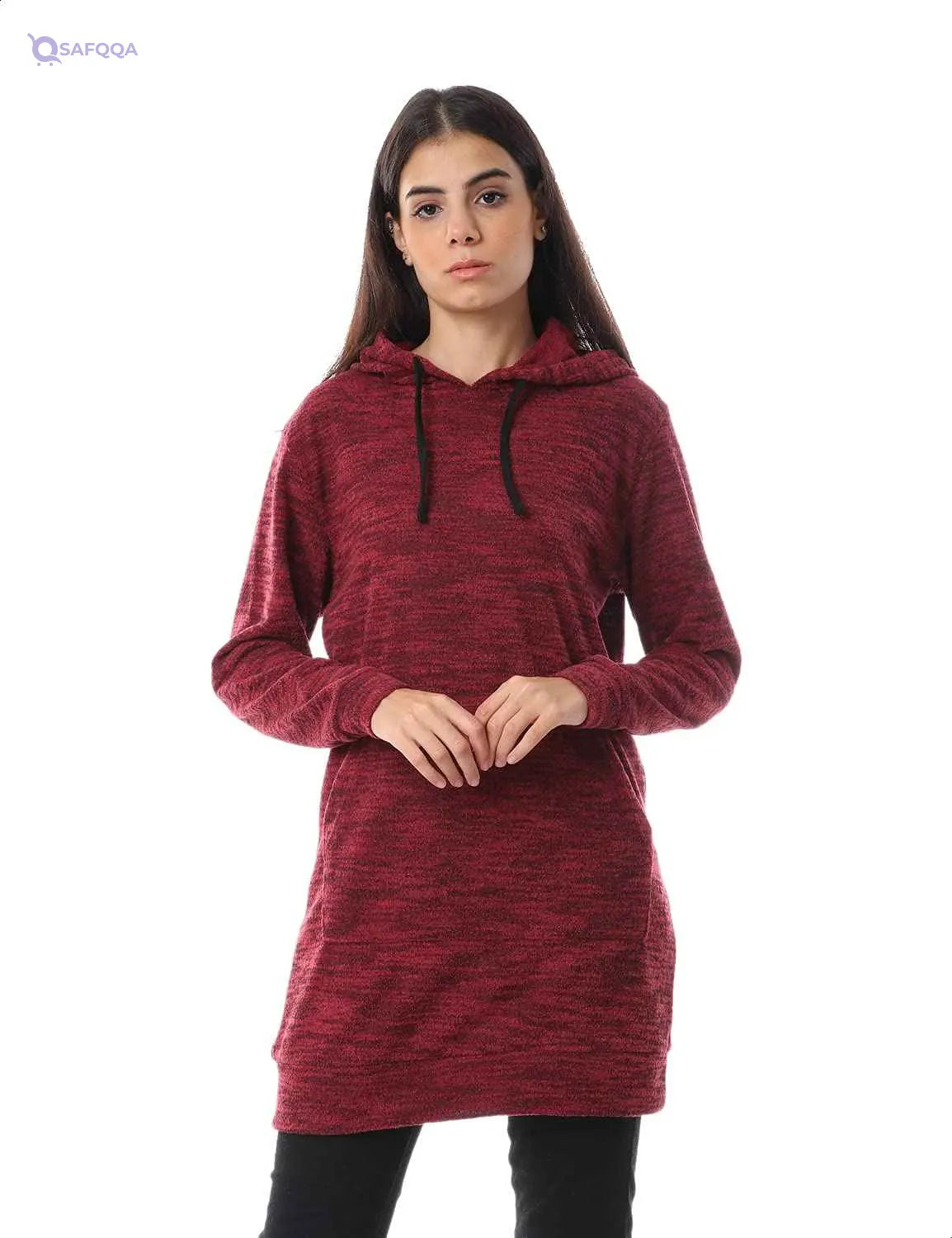 JAMILA Kangaroo Pockets Drawstring Hoodie For Women,Ideal for casual wear, layering, or lounging.. - Safqqa