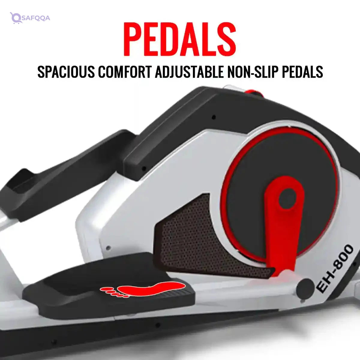 PowerMax Fitness® EH-800 Elliptical Cross Trainer Home Gym Workout Machine Magnetic Brake System, Max User Weight 120kg, LCD Display, Pulse Sensor, Antislip Pedal & Magnetic Resistance Silver - Safqqa