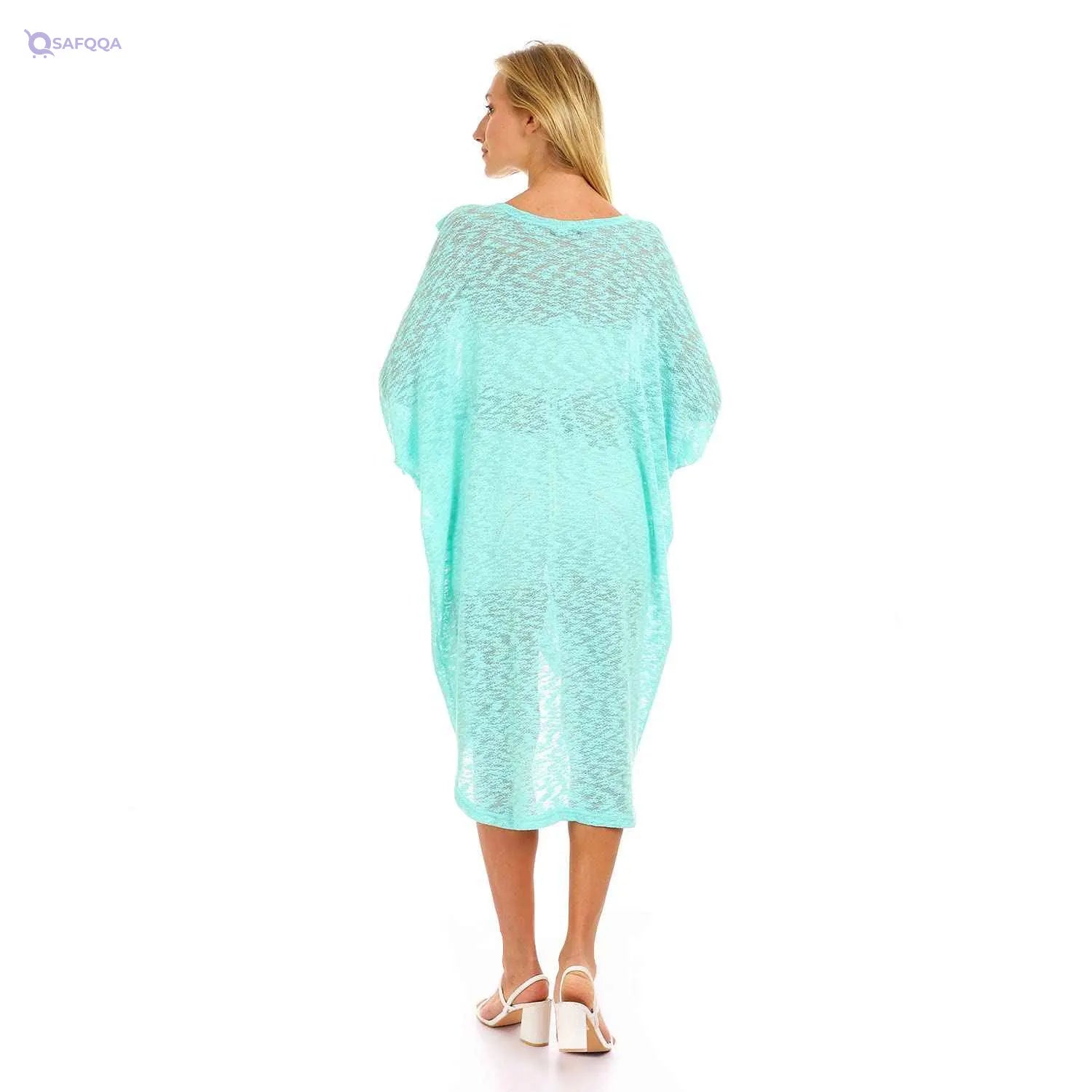 JAMILA Front Slit Wide Round Neck Cover Up Cardigan For Women,Wide round neckline for a clean, elegant look. - Safqqa