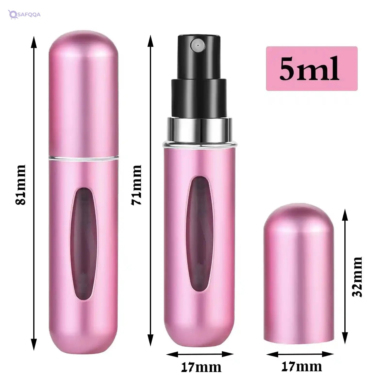 Wendergo Perfume Atomiser Refillable 5 Pcs Travel Bottle Mini ML Atomizer Spray Portable Empty Fragrance Container - Safqqa