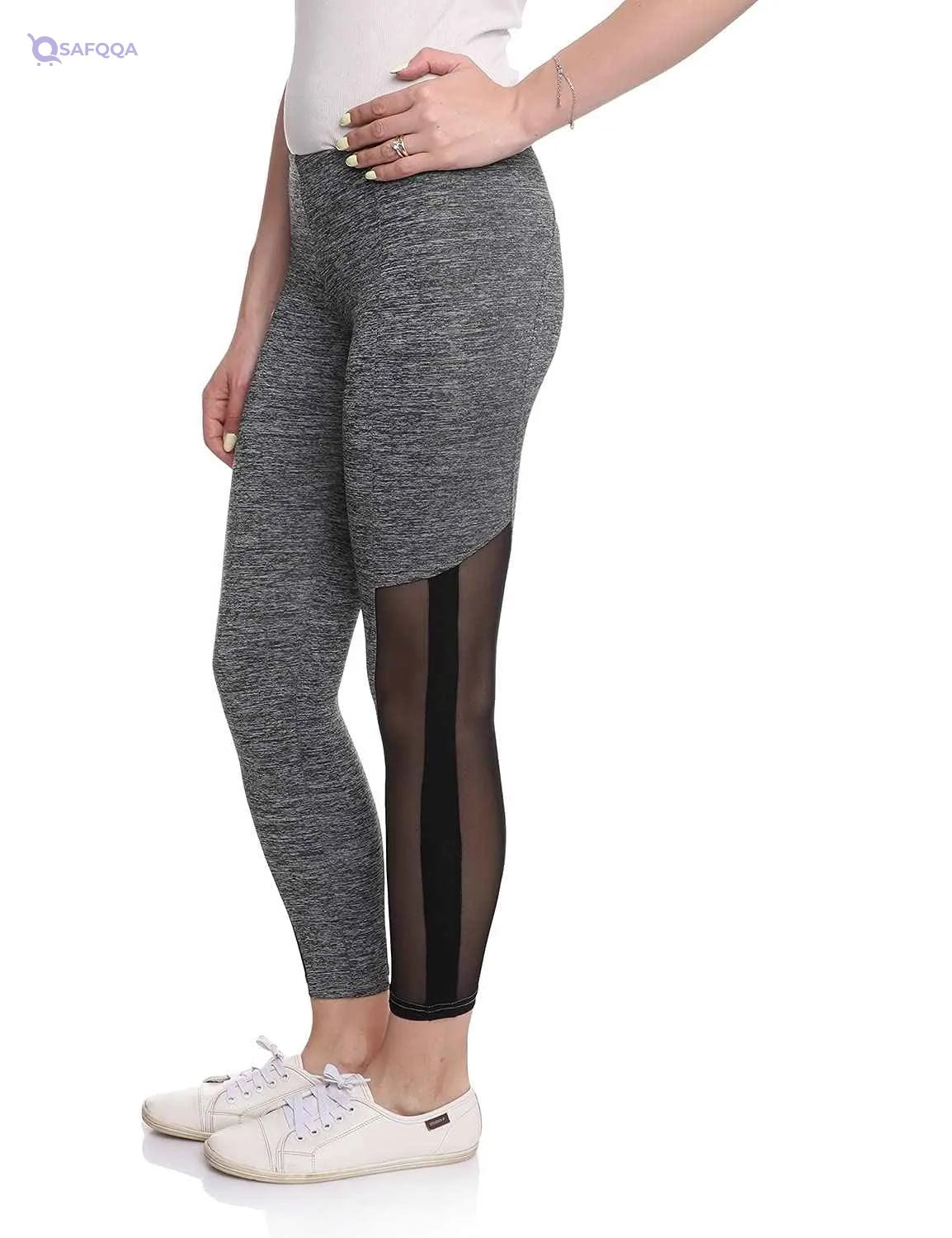 U Athleisure Side-Strip Sheer Panel Cropped Traning Tights for Women - Safqqa Egypt