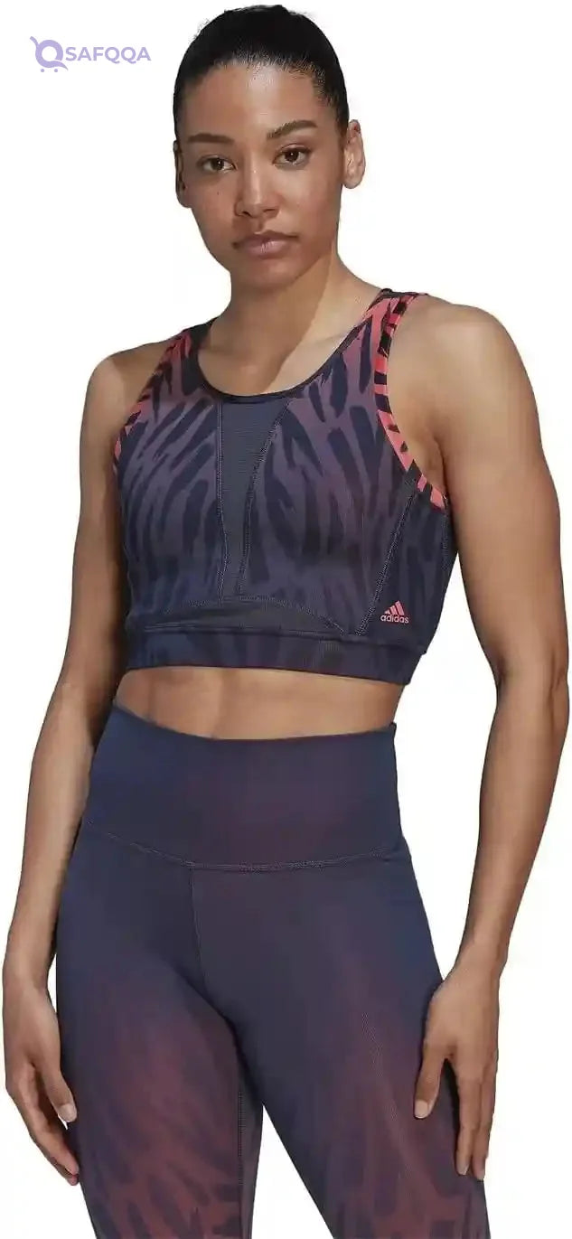 Adidas TRN TIGR AOP Training Semi-Turbo Workout Bra – Light Support - Safqqa