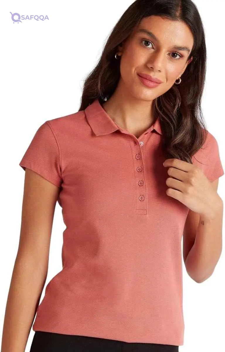 Solid Polo T-shirt with Cap Sleeves - Safqqa Egypt