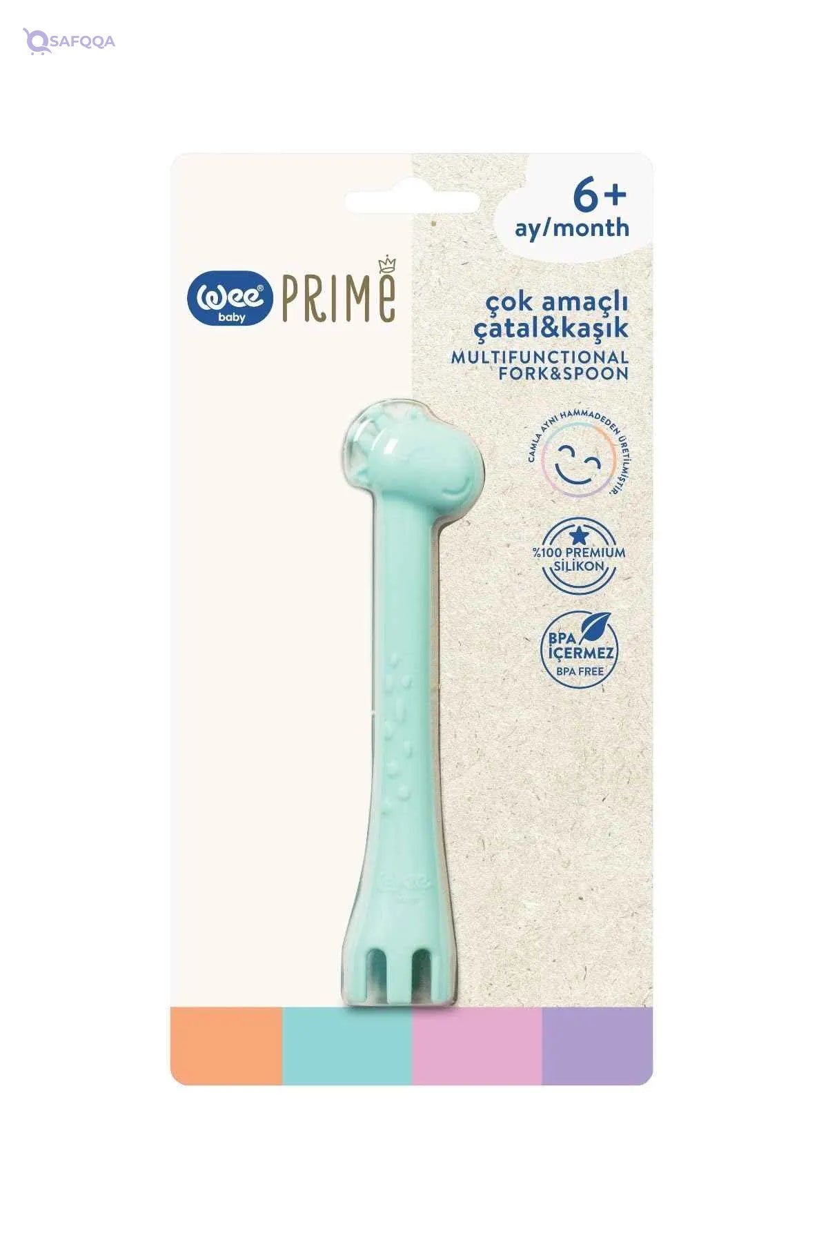 Wee Baby Prime (Silicone Bib + Silicone 2 side spoon and fork), fully silicone - Safqqa