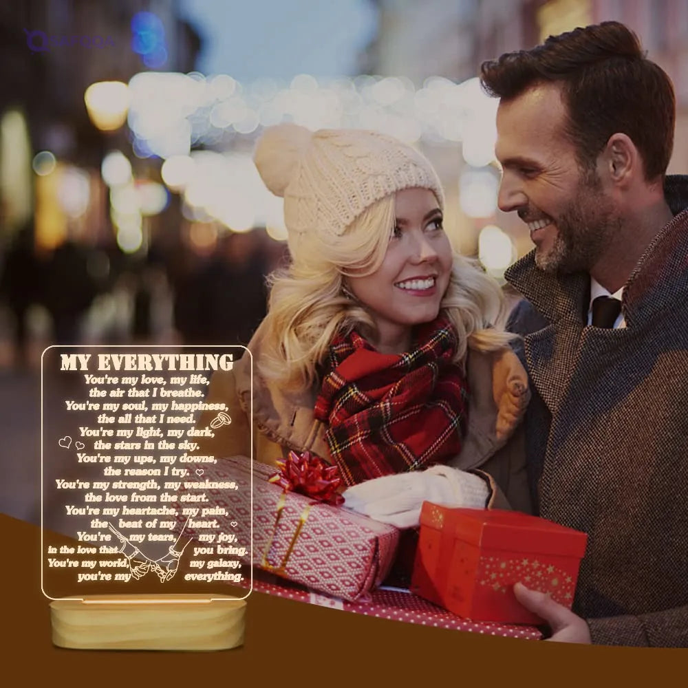 Lightzz Sulfar 3D Illusion Lamp I Love You Night Light You are My Everything Gifts for Wife Husband Anniverysary Birthday Valentines Day - Safqqa