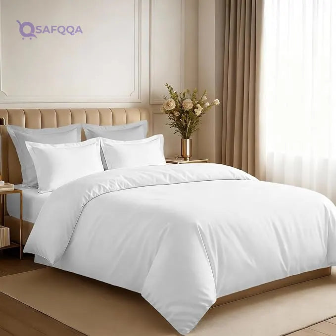 Pizuna Pure Combed Cotton King Duvet Cover 260x220 cm 400 Thread Count with 2 Pillowcases - Safqqa