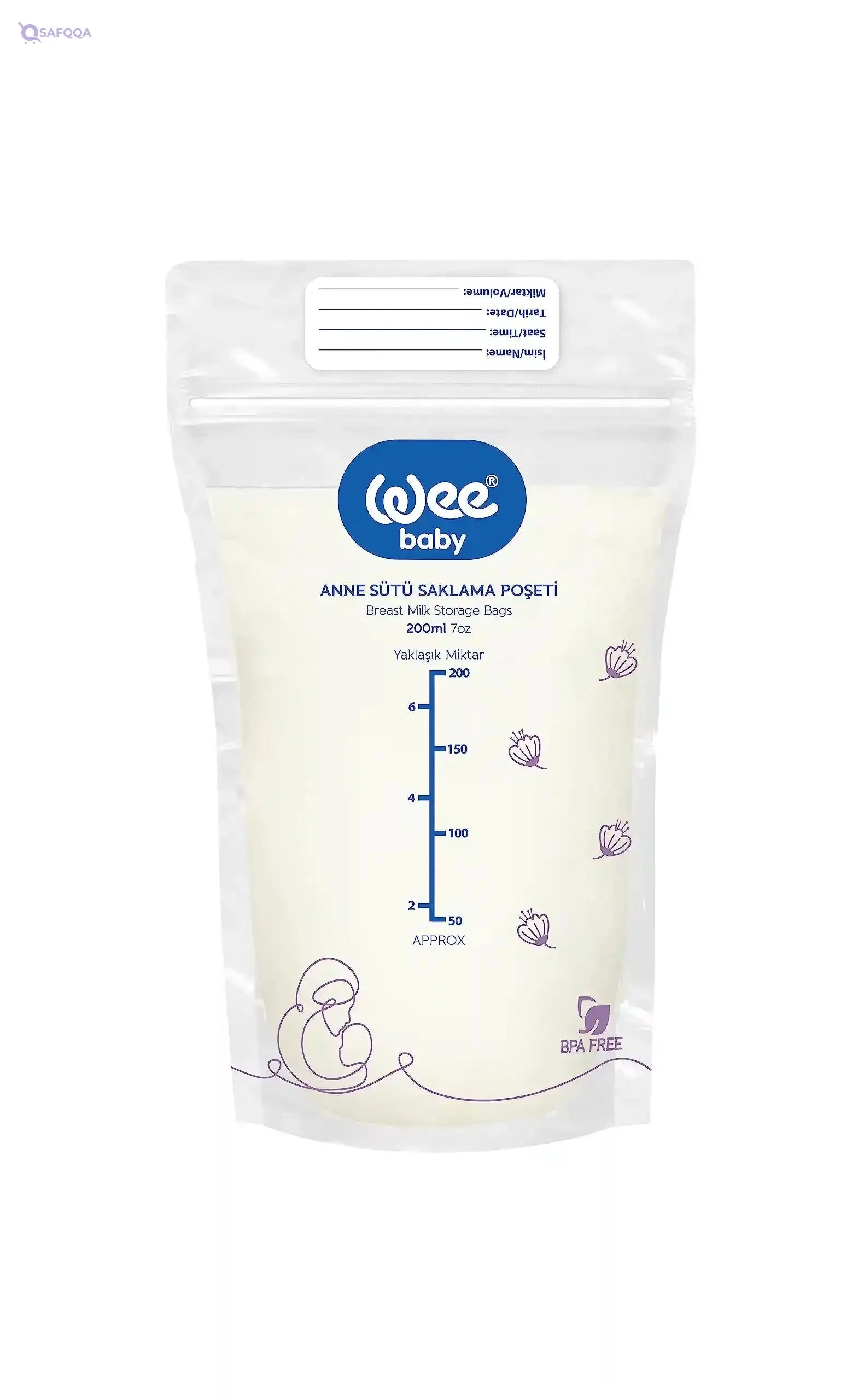 Wee Baby Manual Breast Pump + 20 Milk Storage Bag 200ml., One Size - Safqqa