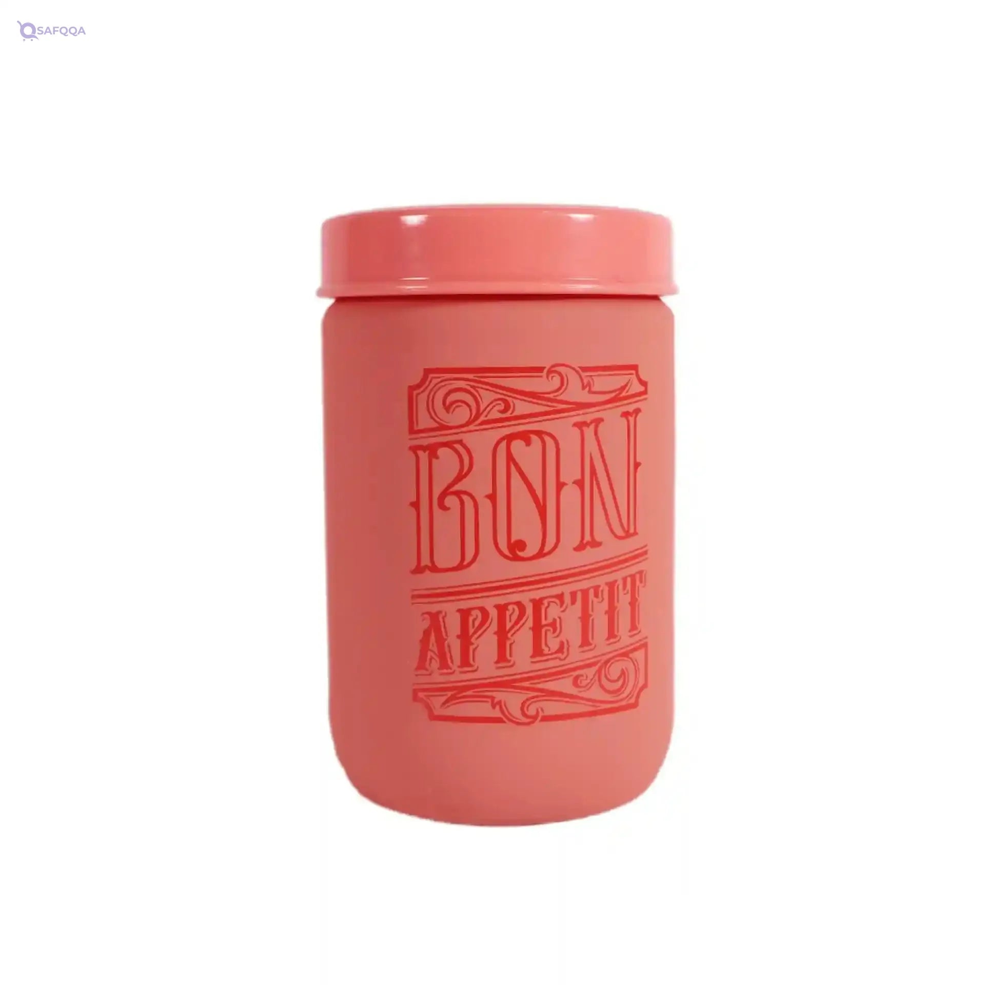 Herevin Soft Colored Decorated Canister Set with Tray – 3 Pieces (425/660/1000 ml), Pink - Safqqa