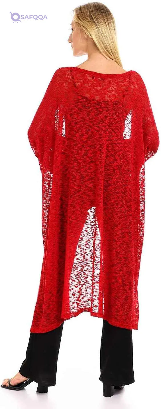 JAMILA Women's Open Neckline Loose Knitted Cardigan - Safqqa