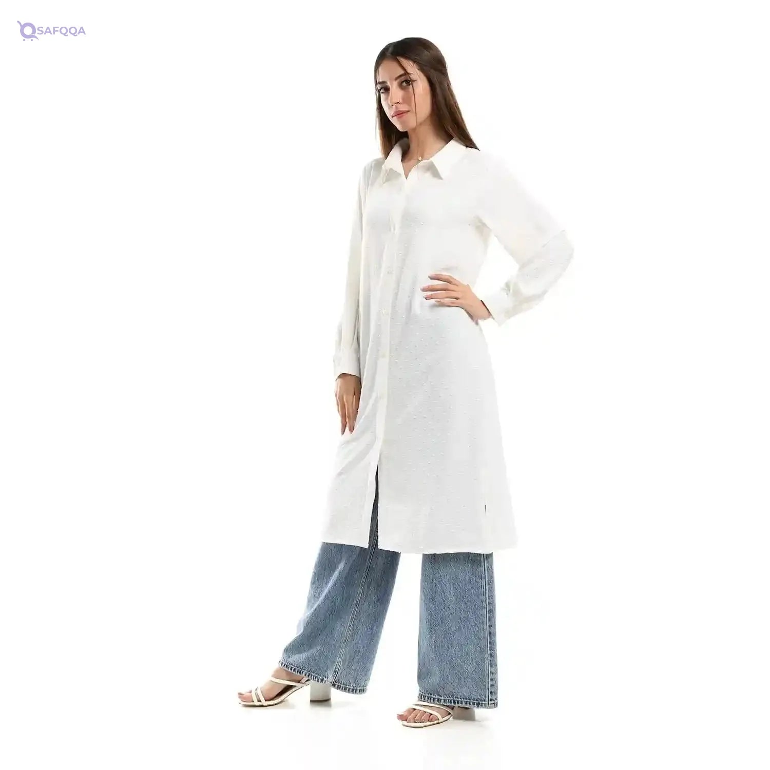 Jamila Women Self Stitches Tunic with Sided Slits - Safqqa Egypt