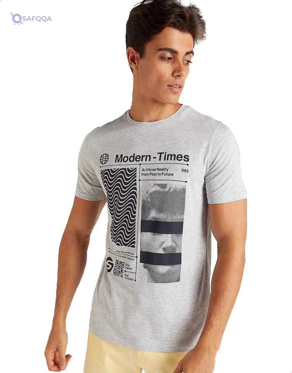 Splash Cotton Printed Slim-Fit T-shirts for Men - Safqqa Egypt