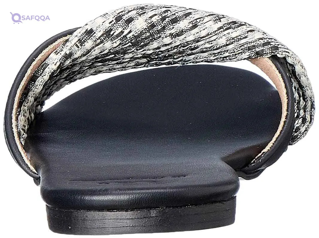 U By Misura Wrapped Faux Leather Strap Slides Slippers for Women - Black & White - Safqqa Egypt