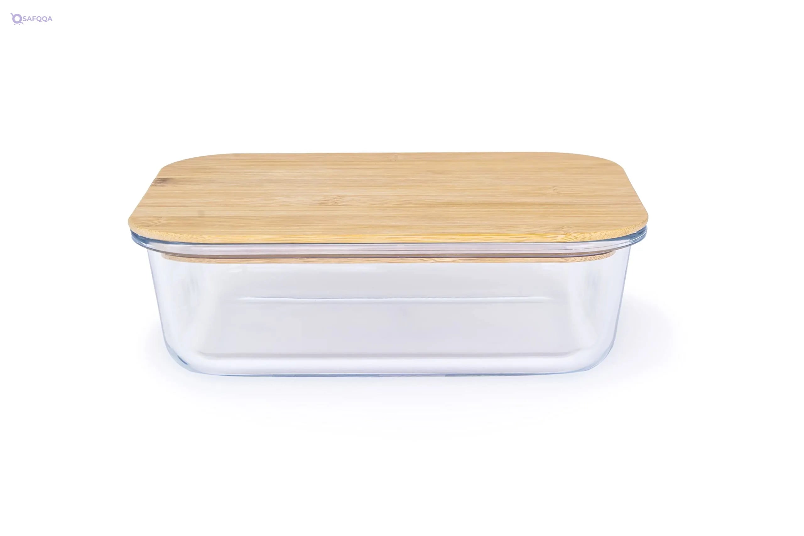 Cuisine Art Rectangular Glass Food Container with Bamboo Lid - Safqqa