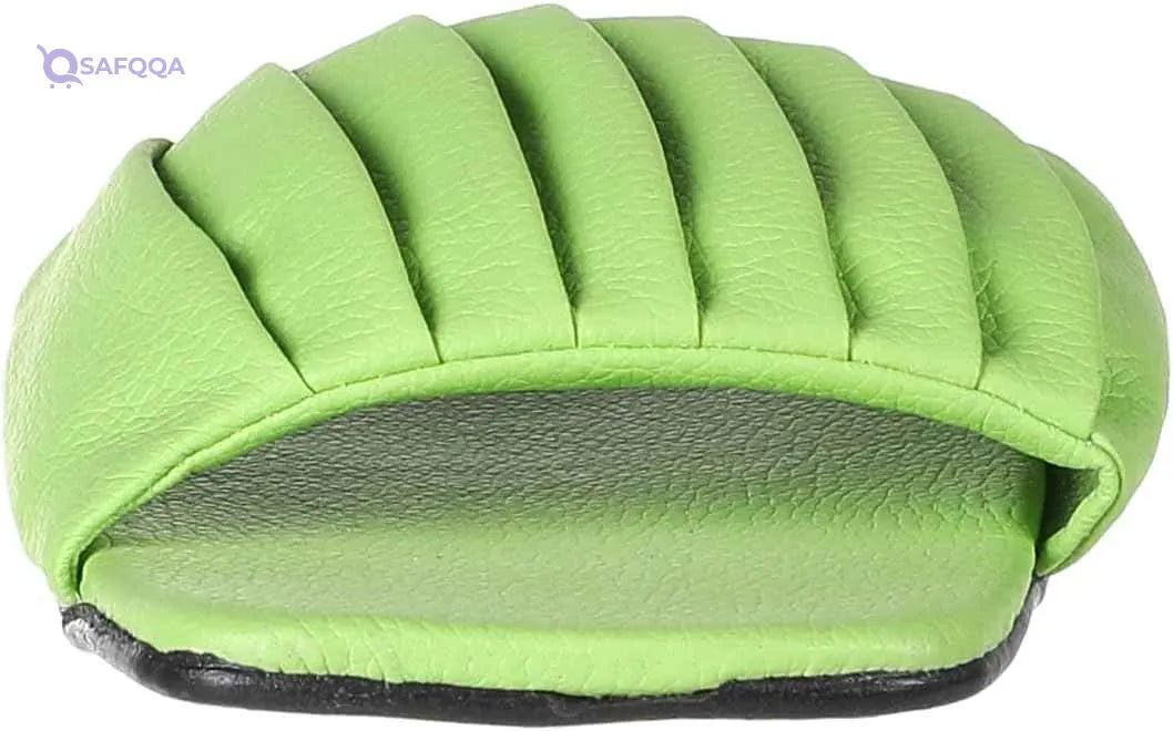 OX Faux Leather Green Slides OX005 For women, - Safqqa Egypt