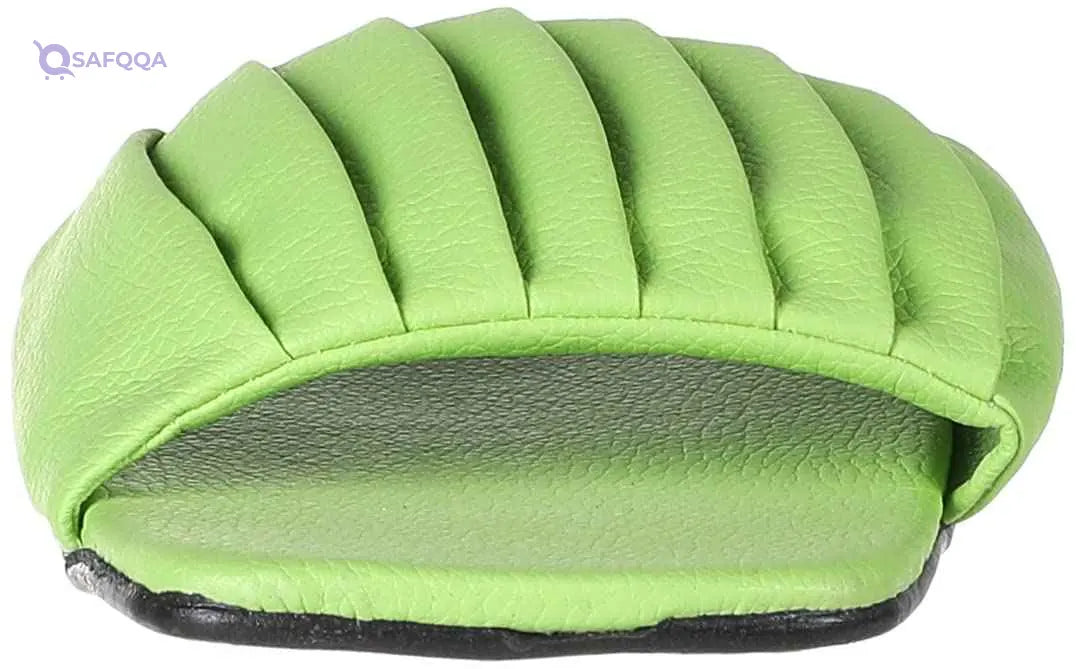 OX Faux Leather Green Slides OX005 For women, - Safqqa Egypt