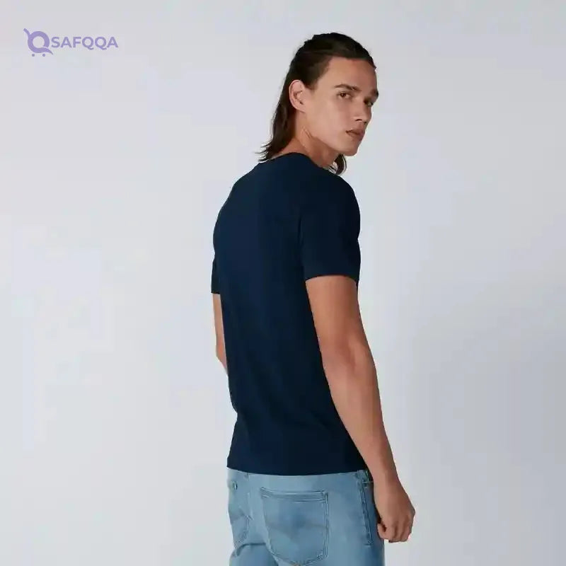 V-Neck T-Shirt with Short Sleeves - Safqqa Egypt