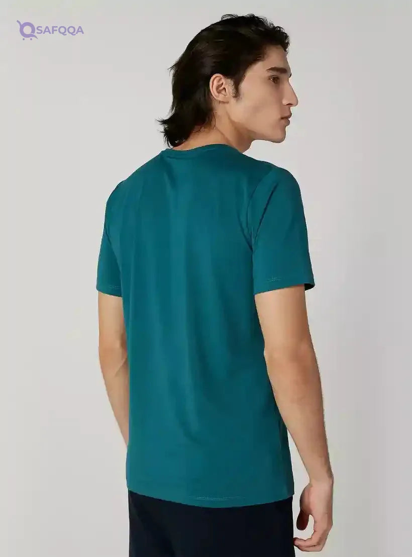 Plain T-shirt with V-neck and Short Sleeves - Safqqa Egypt