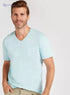 Solid T-shirt with V-neck and Short Sleeves - Safqqa Egypt