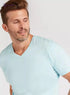 Solid T-shirt with V-neck and Short Sleeves - Safqqa Egypt