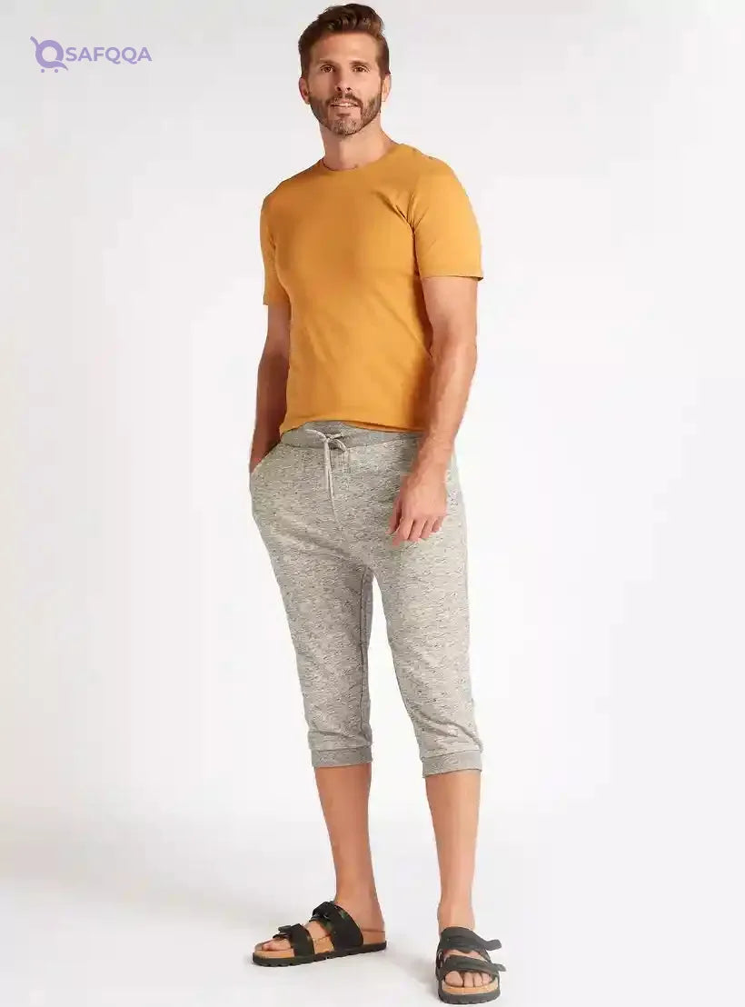Solid T-shirt with Short Sleeves and Crew Neck - Safqqa Egypt