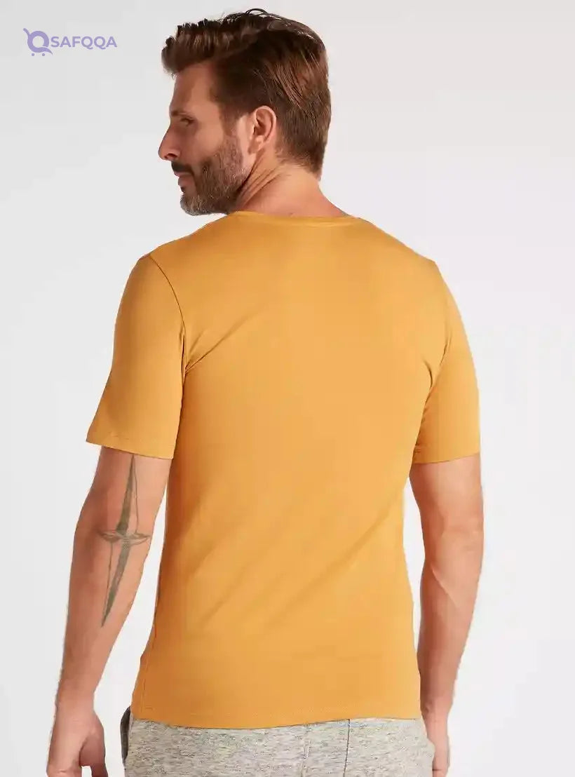 Solid T-shirt with Short Sleeves and Crew Neck - Safqqa Egypt