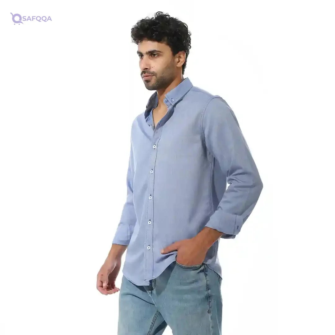Men’s Long-Sleeve Plain Oxford Shirt - Safqqa