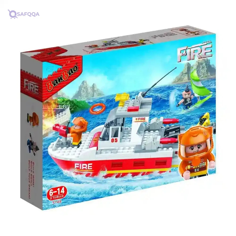 Banbao - Fire Series - Fire Rescue Boat (62 pieces)- Model 7122 - Safqqa Egypt