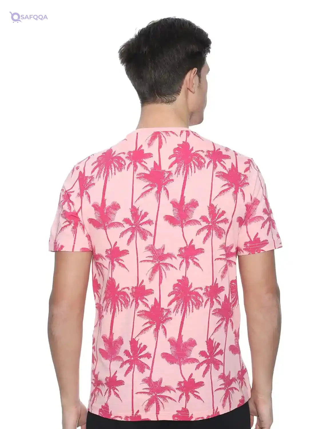 Premoda Cotton Round-Neck Short Sleeves Palms Print Regular Fit T-Shirt for Men - Safqqa Egypt