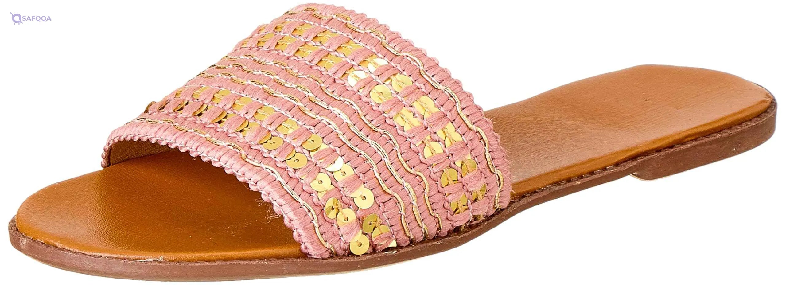 Sway Women’s Fabric Slide Slipper with 1 cm Heel and Shiny Finish - Safqqa Egypt