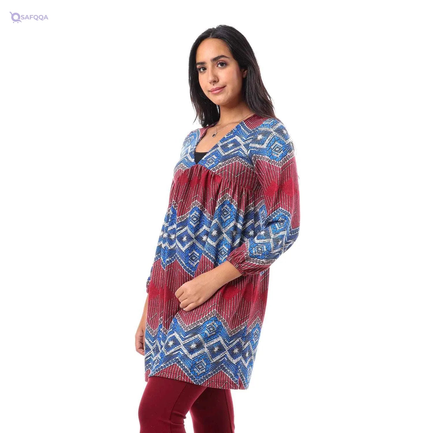 JAMILA Women Tunic Top with Elastic Cuffs offers a comfortable and stylish fit, perfect for casual or semi-formal wear. - Safqqa