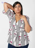 Printed Wrap Top with V-neck and Flounce Sleeves - Safqqa Egypt