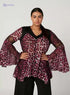Animal Printed Top with V-neck and Bell Sleeves - Safqqa Egypt