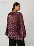 Animal Printed Top with V-neck and Bell Sleeves - Safqqa Egypt
