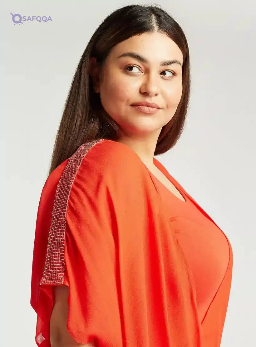 Solid Top with Round Neck and Flared Sleeves - Safqqa Egypt