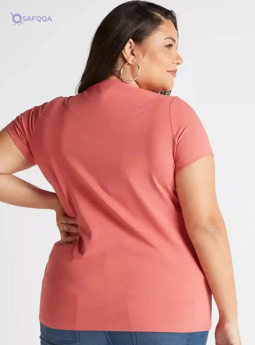 Solid Top with Crew Neck and Short Sleeves - Safqqa Egypt