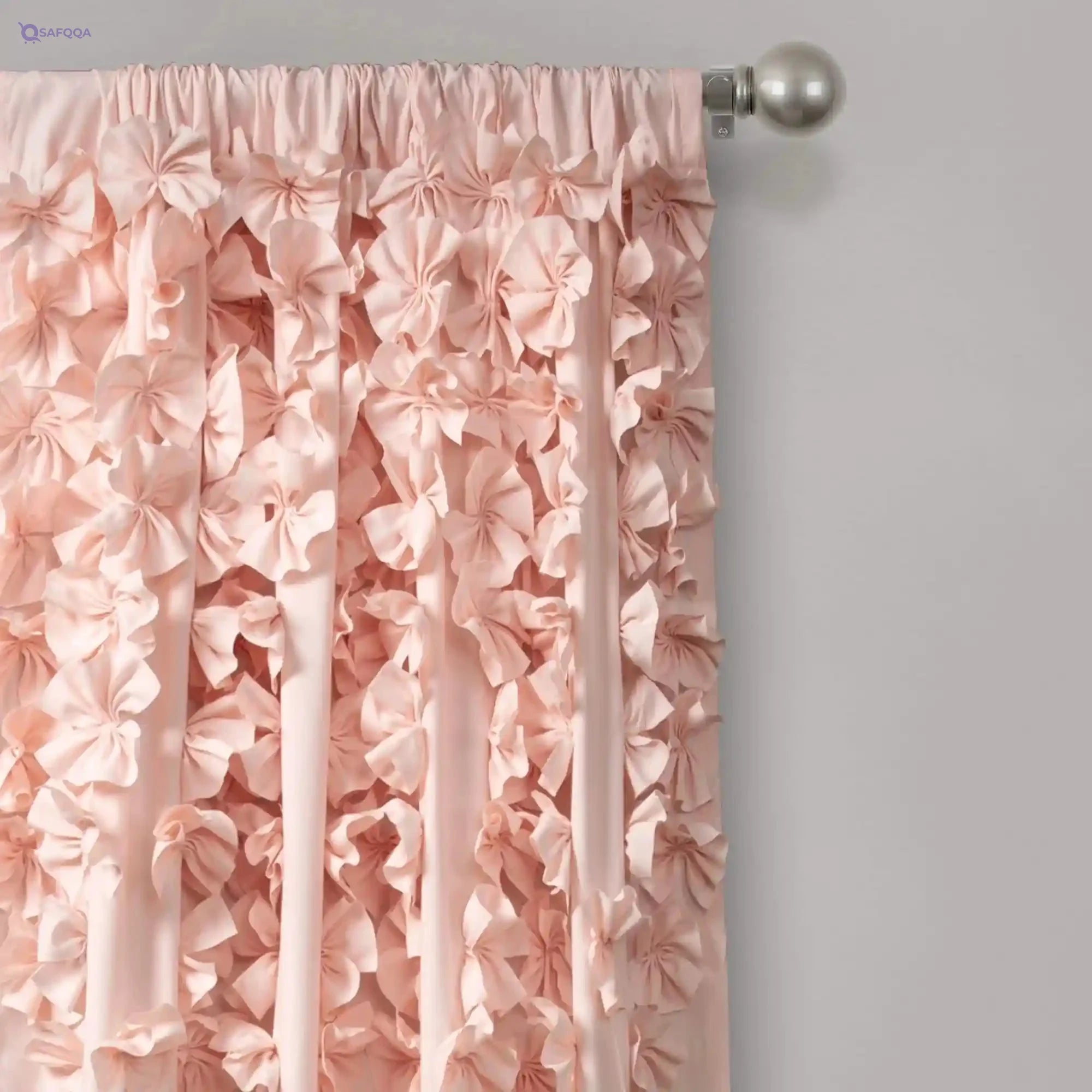 Lush Decor Riley Window Curtain Sheer Ruffled Textured Bow Window Panel for Living, Dining Room, Bedroom (Single), 54"W x 84"L, - Safqqa
