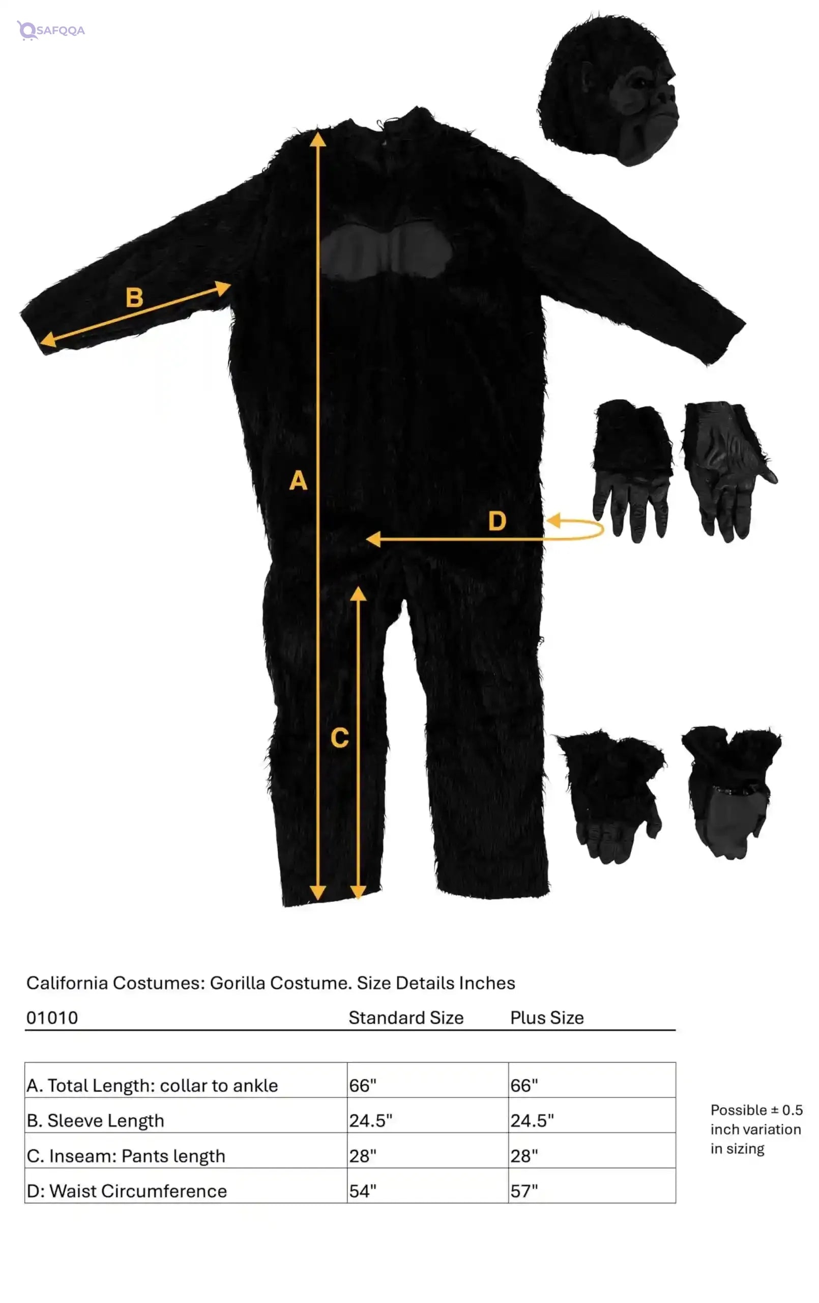 California Costumes Adult Gorilla Costume For Party - Safqqa