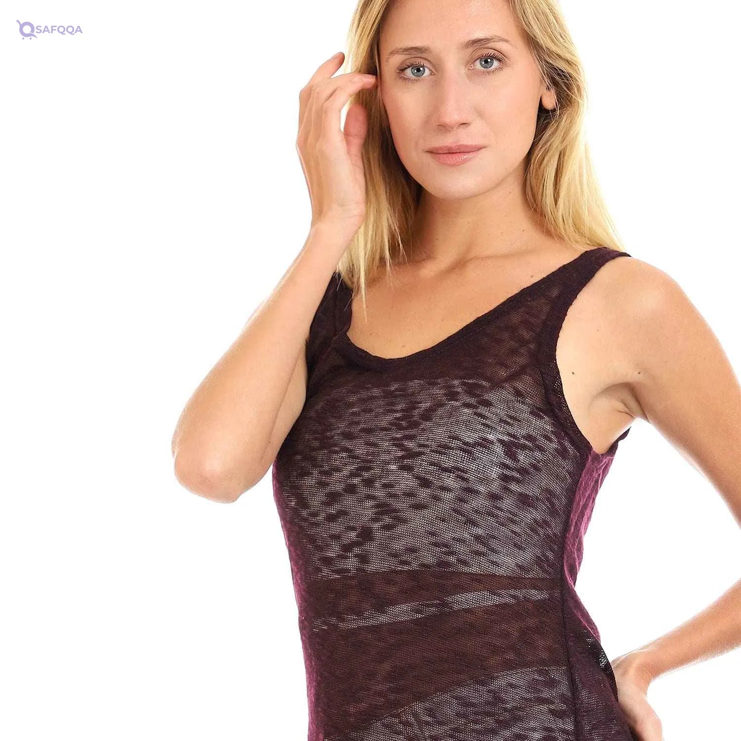 Jamila Women's Sleeveless Knitted Cover-Up – Side Slits | Lightweight Outerwear - Safqqa Egypt