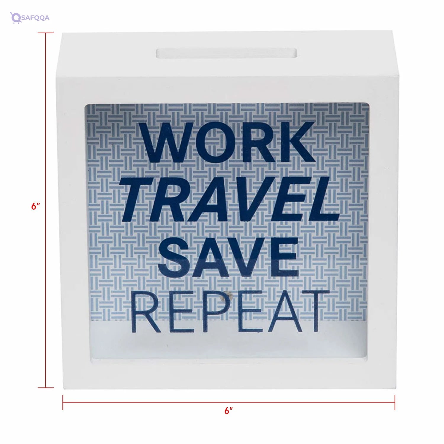 Foreside Home & Garden Work Travel Save Repeat Wooden Piggy Bank - Safqqa