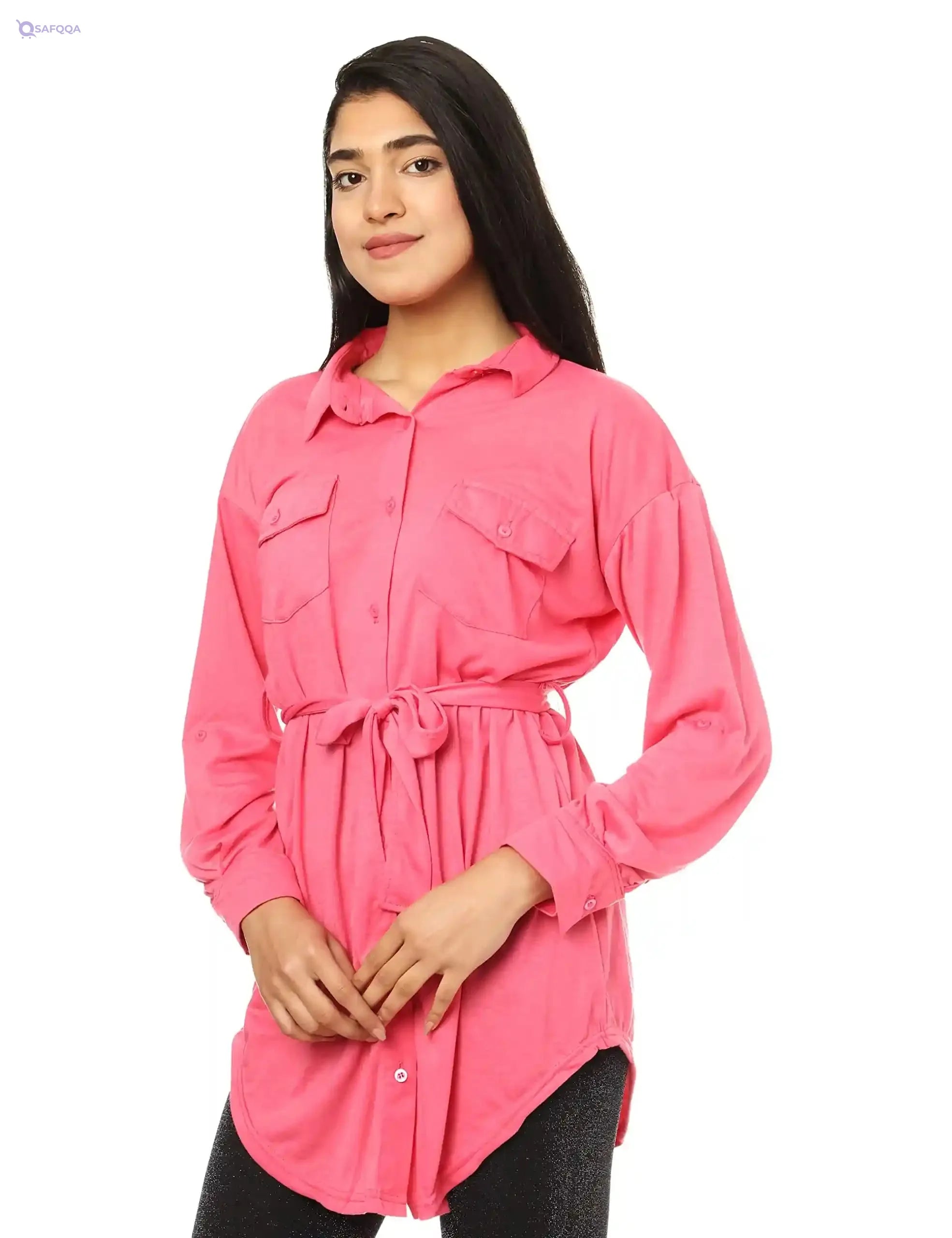 JAMILA Women Women Buttoned Full Sleeves Blouse With 2 Pockets SHIRT - Safqqa Egypt