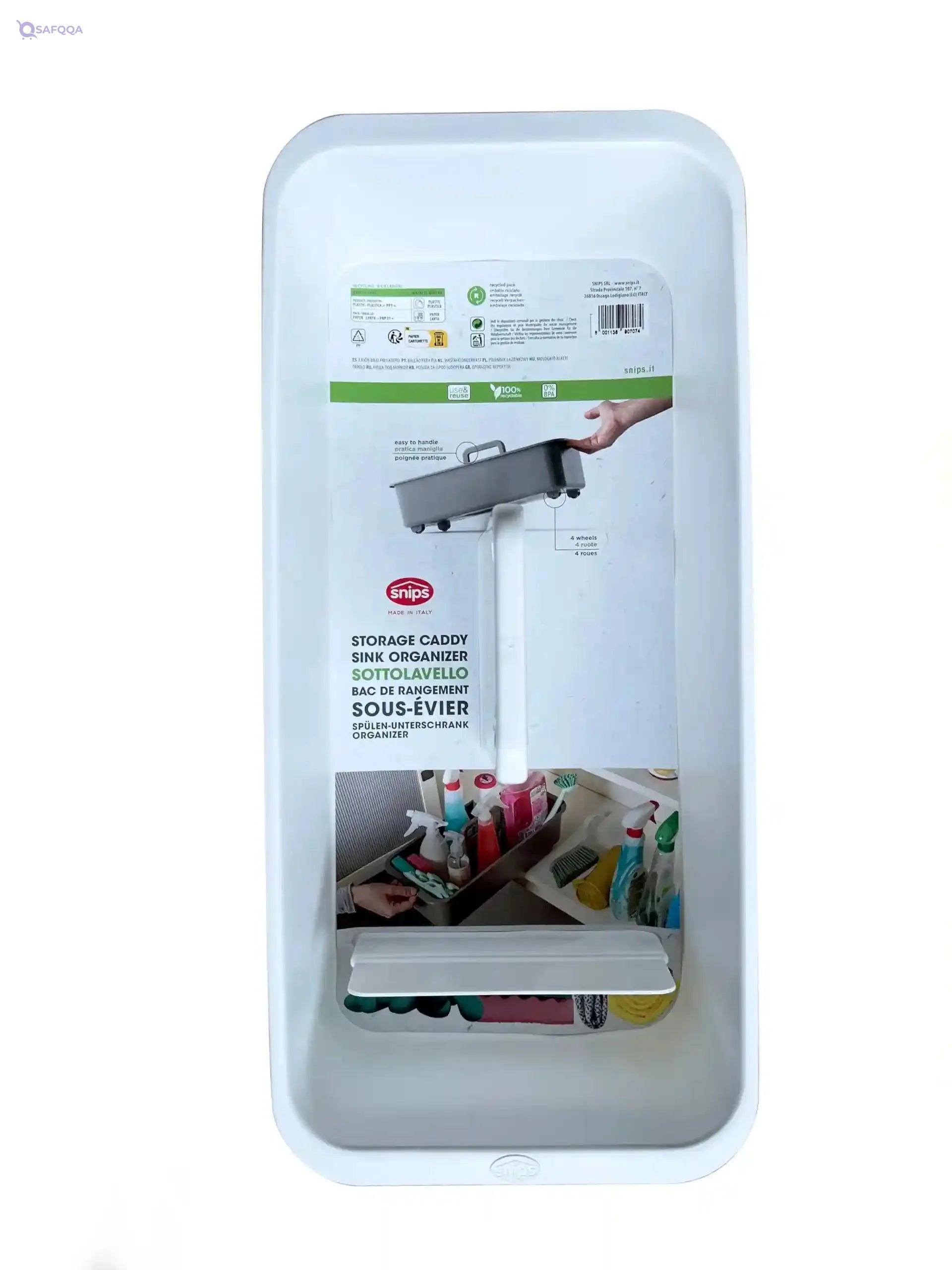 Snips White Organiser Under Sink Basket with Wheels | Made in Italy - Safqqa