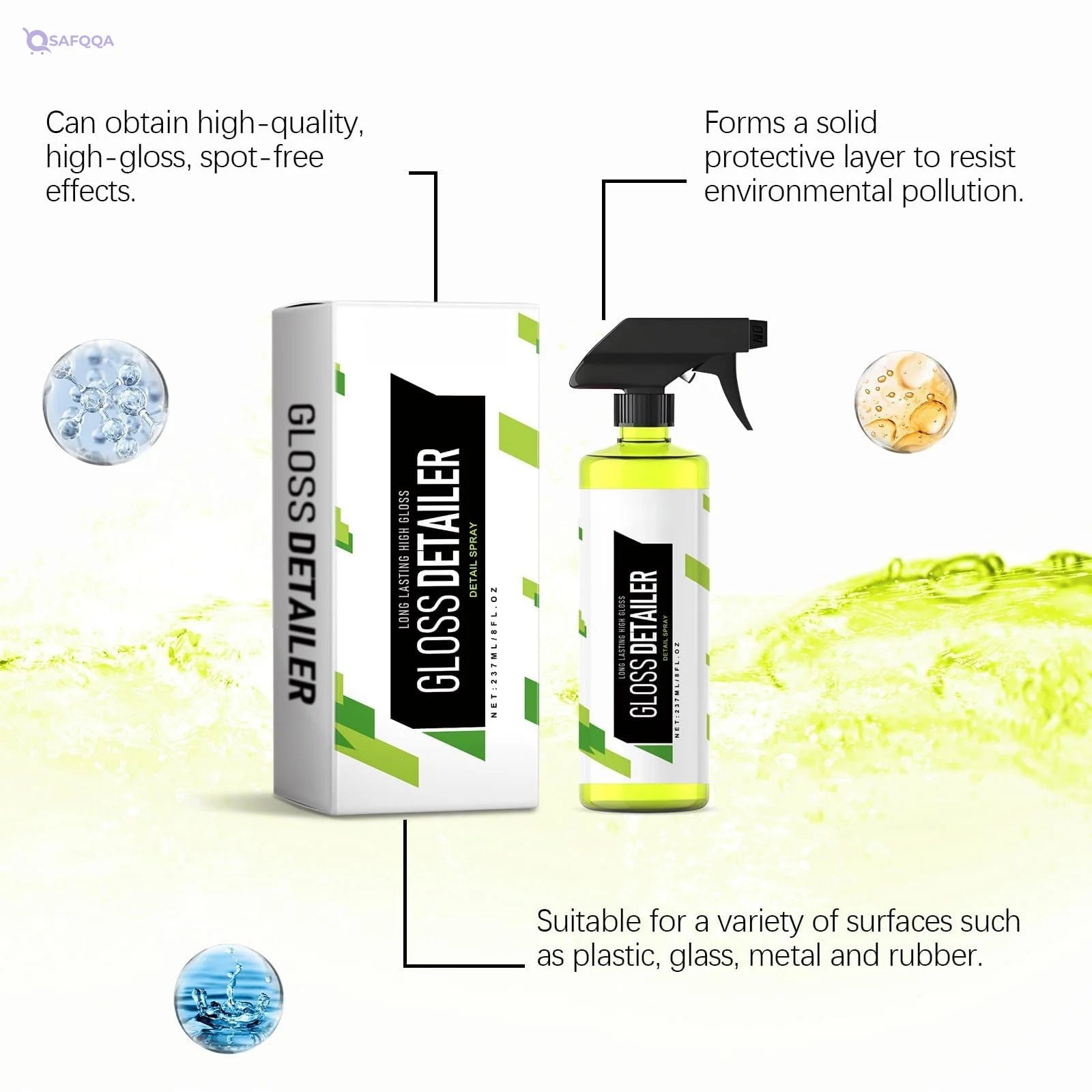 NALACAL Glass Cleaner Spray for Car, Car Glass Oil Film Stain Removal Cleaner, Glass Cleaner for Car Window, No-Streaks, Added Clarity, Tint Safe, Cleaner for Auto and Home, 2PCS - Safqqa