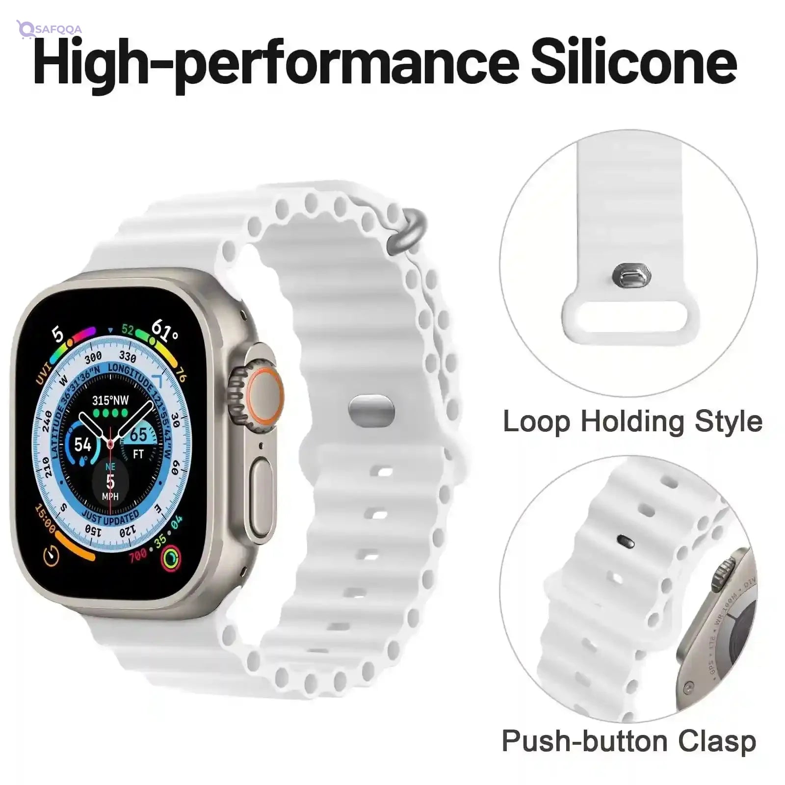 Silicone strap compatible with Apple Watch Ultra - Safqqa