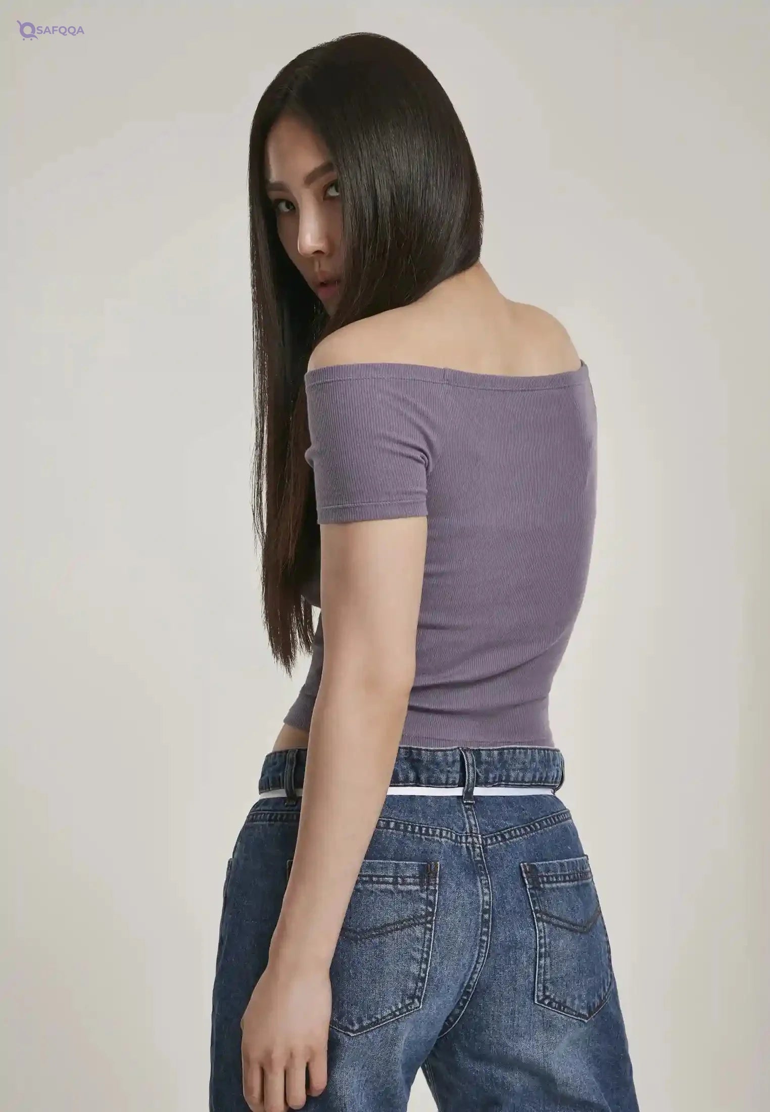 Off Shoulder Basic T-Shirt - Safqqa