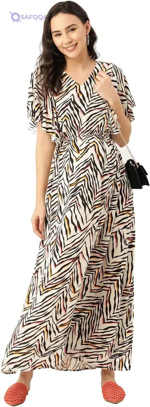 Women’s Nursing Dress with Concealed Zip – Viscose Fabric - Safqqa
