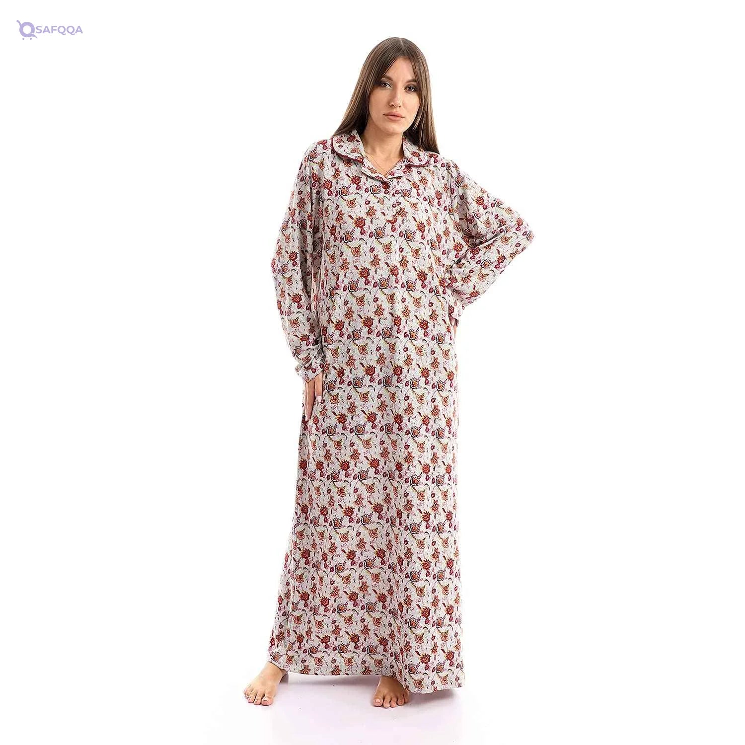 Kady Nightdresses & Nightshirts Long Sleeves Cotton For Women - Safqqa