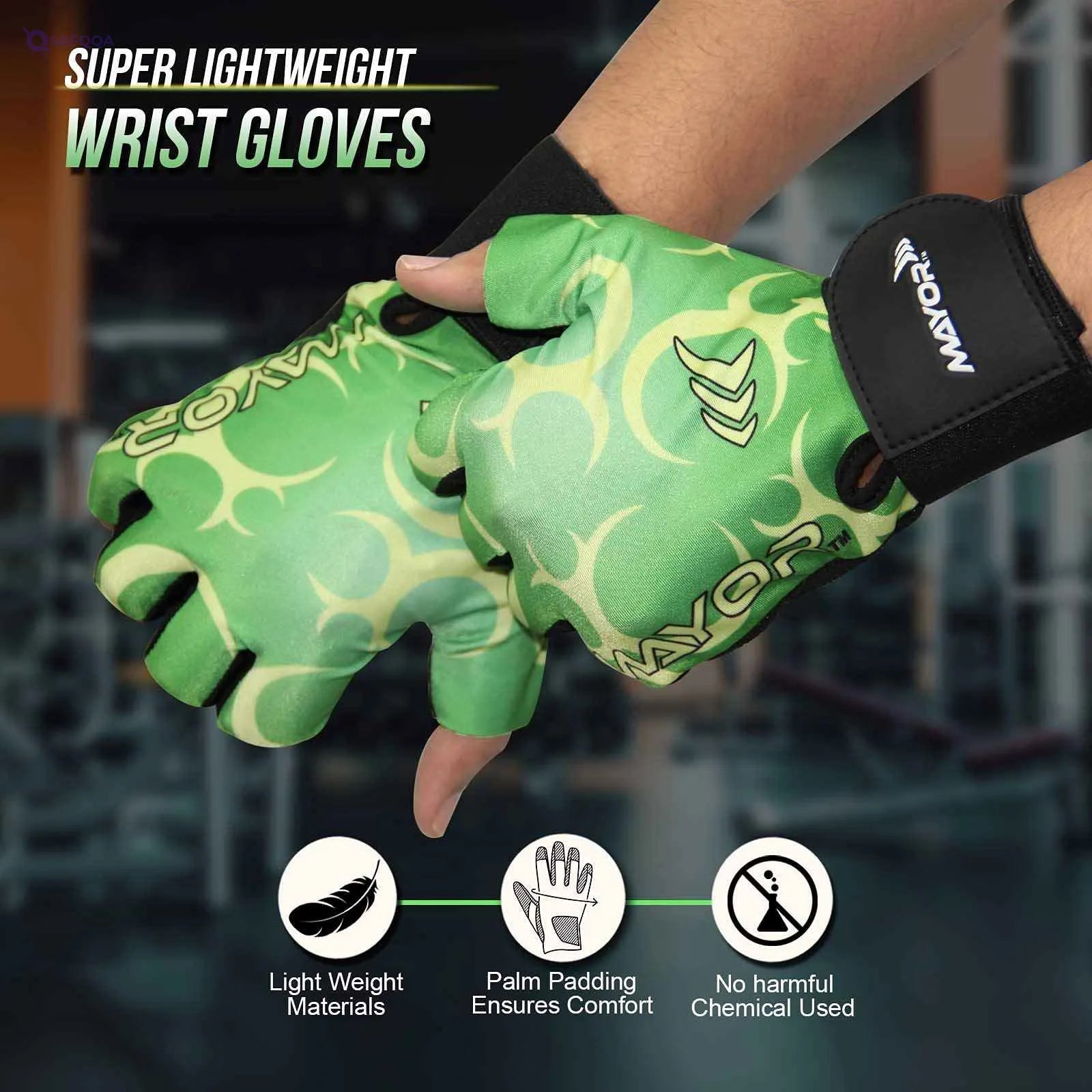 Mayor Pluto Exercise/Weight Lifting Gloves for Men, Women. Gym Gloves with Wrist Support for Workout Training Gloves Exercise Fitness, Hanging, Pull Ups, Suitable for Dumbbells & Cycling - Safqqa