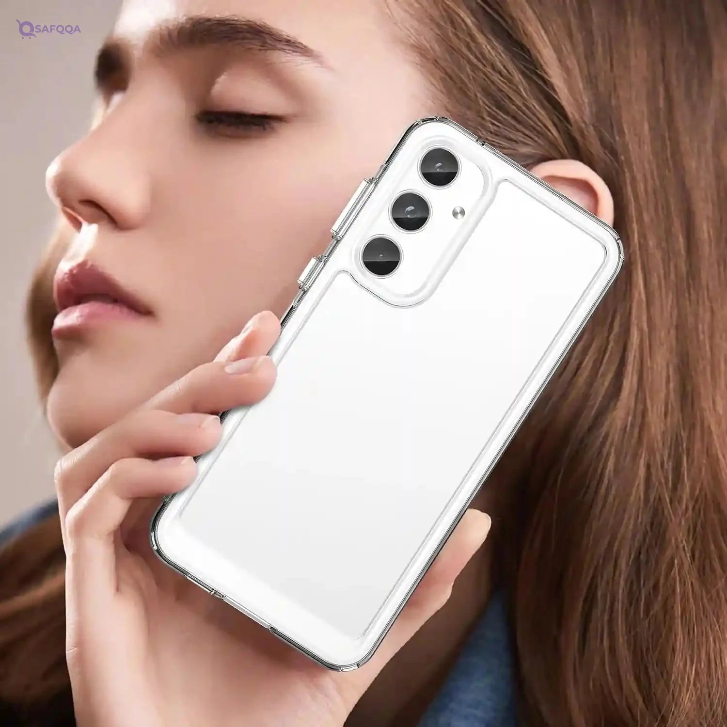 HidWee Crystal Clear Case Compatible with Samsung Galaxy A55 5G, Anti-Yellowing and Anti-Scratch Case, Anti-Shock Hybrid PC and TPU Silicone for Samsung Galaxy A55 5G - Transparent - Safqqa