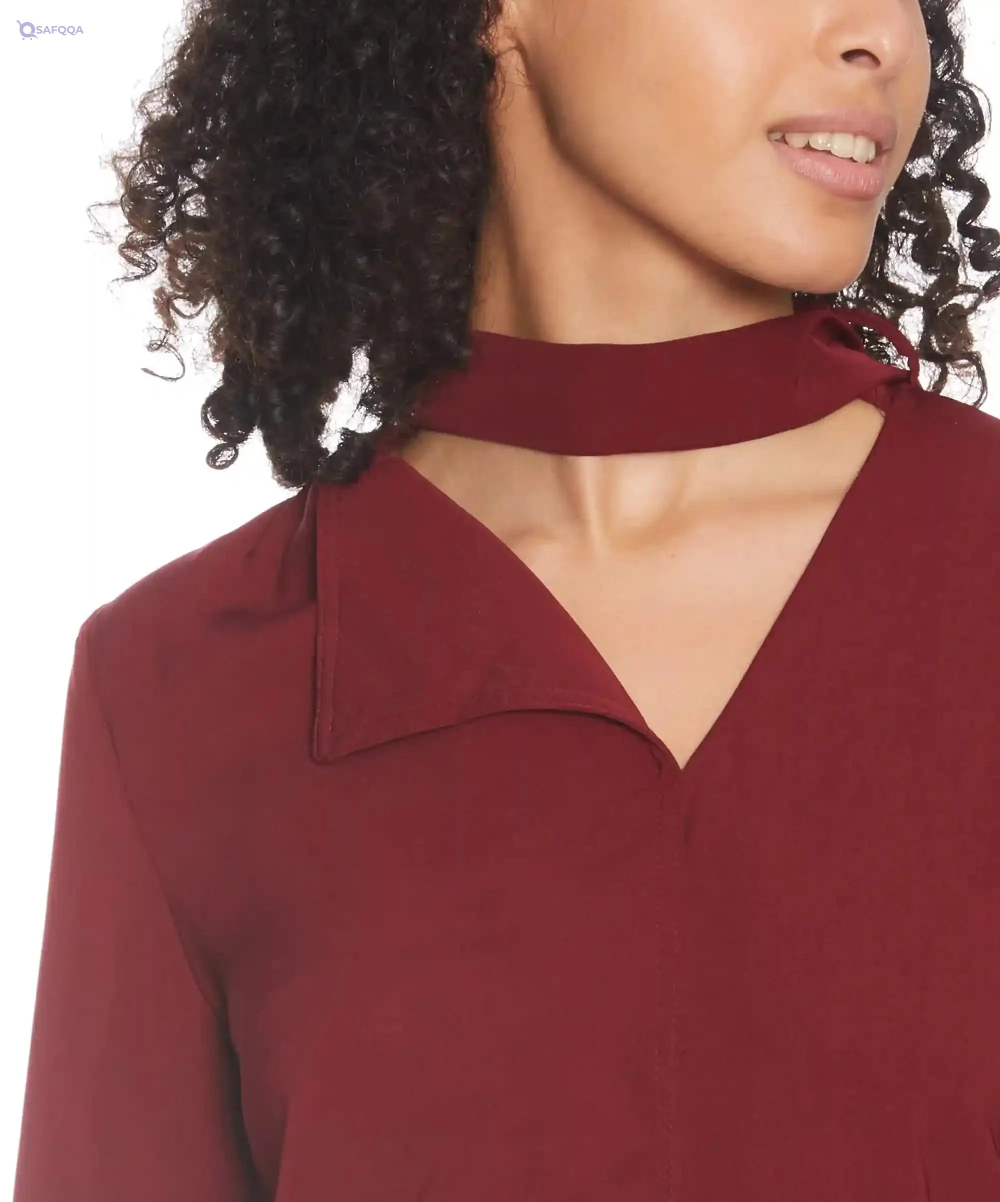 Plain Top with High Neck and Long Sleeves - Safqqa Egypt