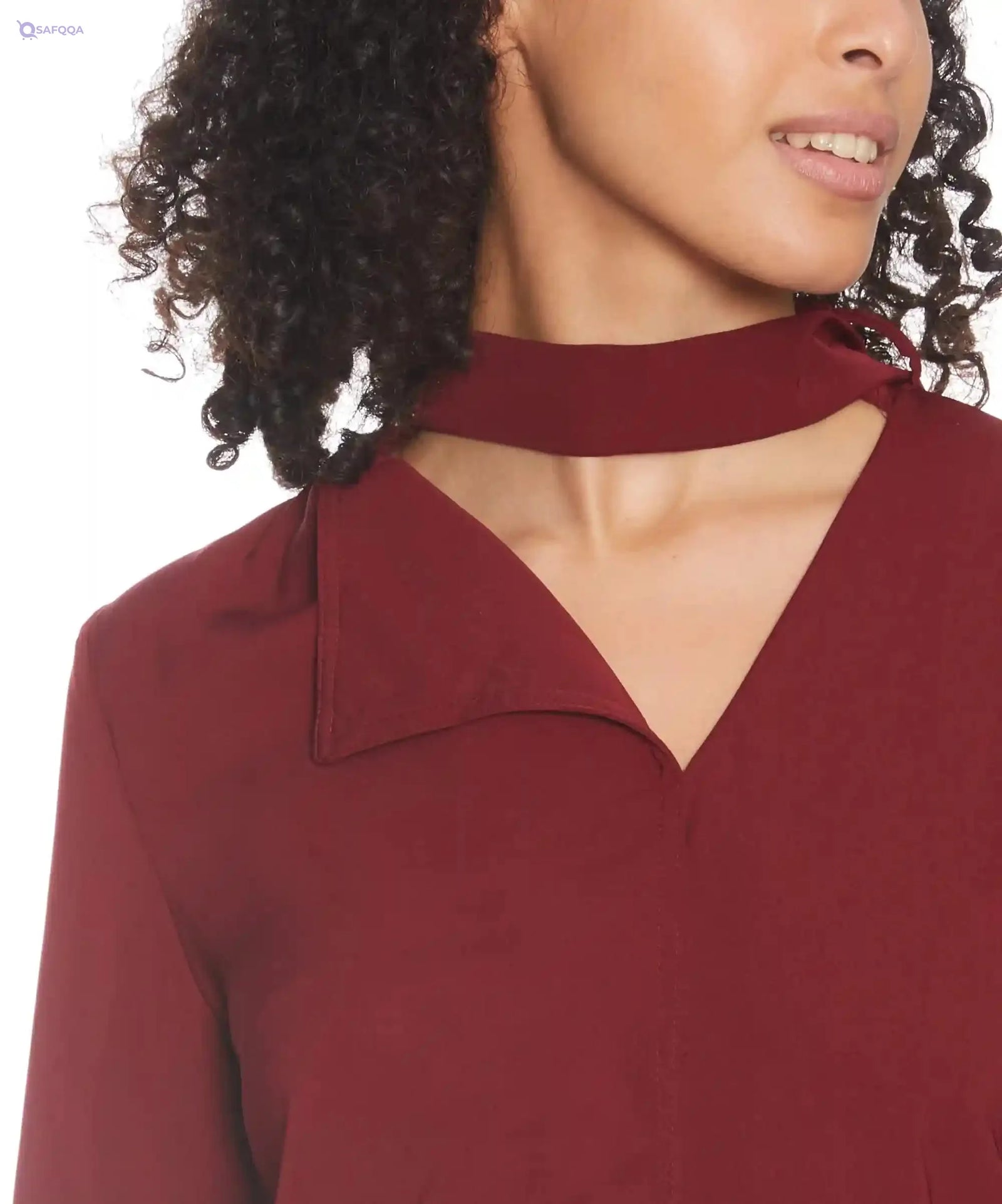 Plain Top with High Neck and Long Sleeves - Safqqa Egypt
